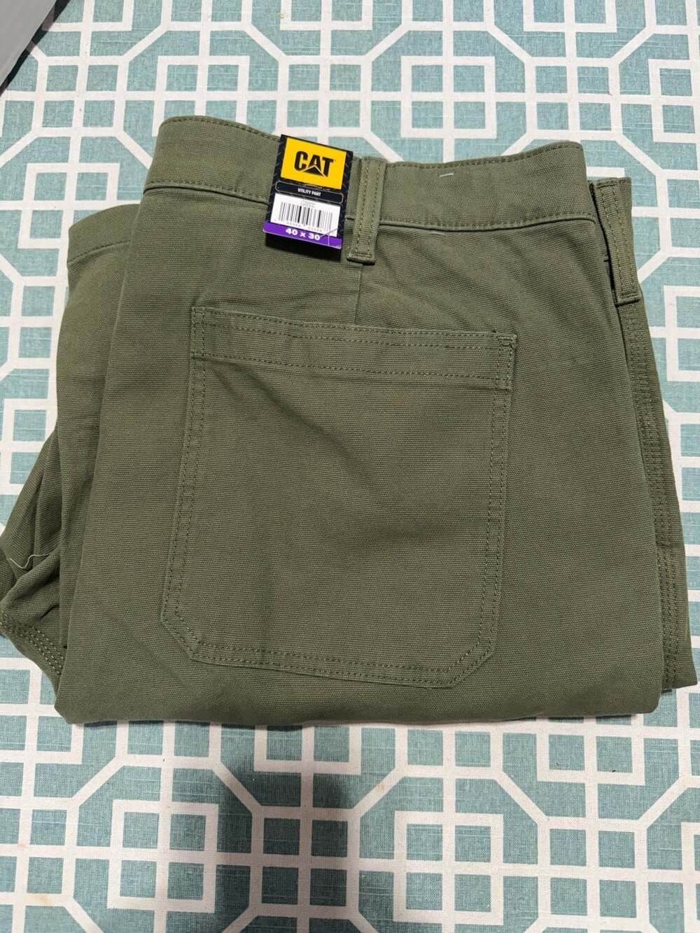 CAT Caterpillar Utility Pant Size 40 x 30 Green Canvas Workwear